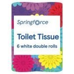 Spring Force Toilet Tissue 6 White Double Rolls