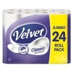 Velvet Classic Quilted Toilet Tissue 24 Roll White