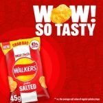Walkers Less Salt Lightly Salted Crisps 45G - Image 2